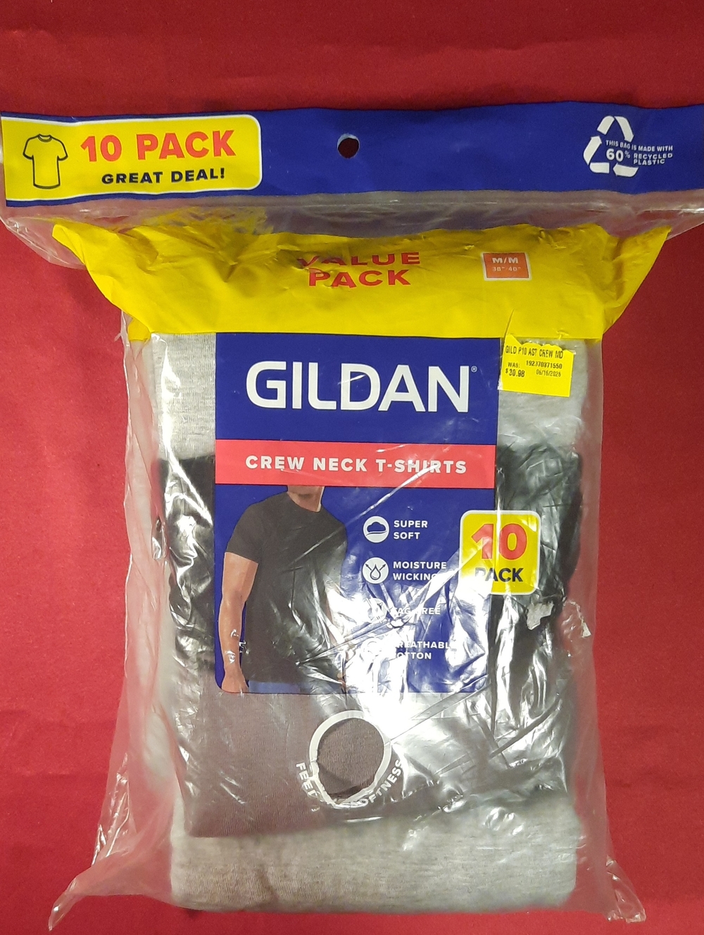 Gildan Men's Crew Neck T-Shirts Pack - Gray & Black (10 Pack)